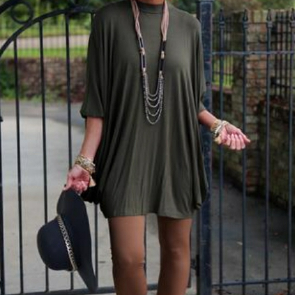 Women's olive tunic/dress - Picture 3 of 4